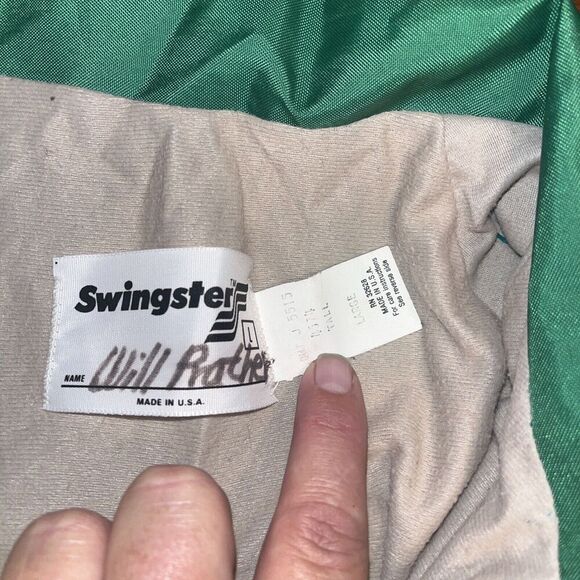 Swingster Vintage 70's Green Pioneer Seed Nylon Jacket Men's Large Made in USA - Picture 3 of 5